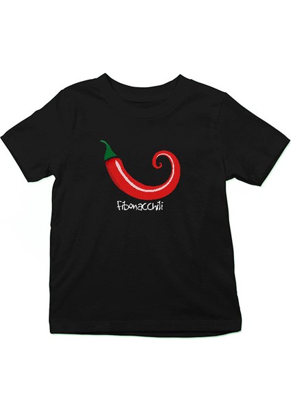 Altın Oran Kırmızı Biber Siyah Unisex Çocuk Tişört T-Shirt