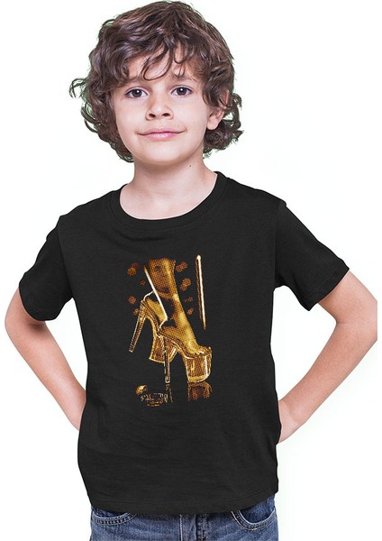 Topuklu Ayakkabı Benjamin Franklin Siyah Unisex Çocuk Tişört T-Shirt modelleri