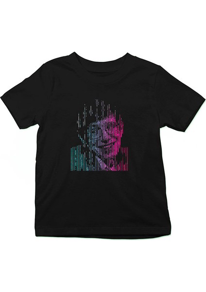 Stephen Hawking Renkli Siyah Unisex Çocuk Tişört T-Shirt
