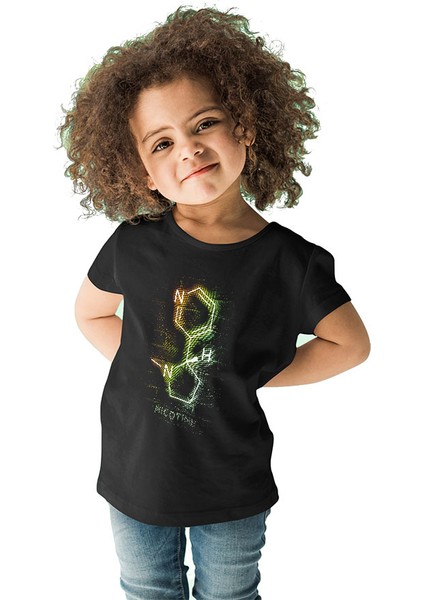Nikotin Molekülü Siyah Unisex Çocuk Tişört T-Shirt