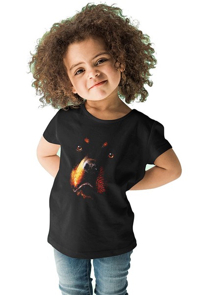 Rottweiler Siyah Unisex Çocuk Tişört T-Shirt