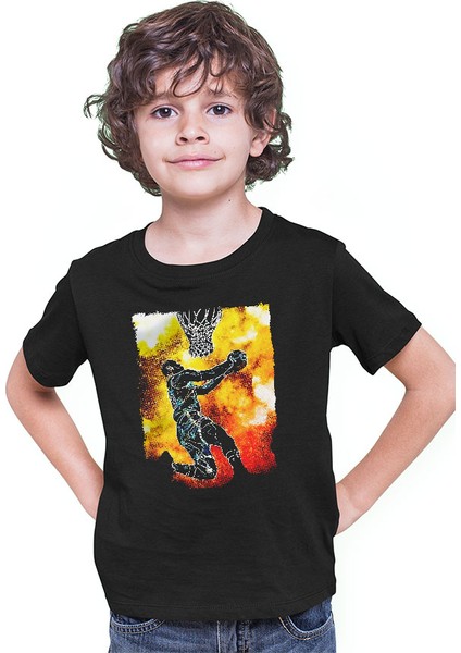 Basketbol Siyah Unisex Çocuk Tişört T-Shirt modelleri