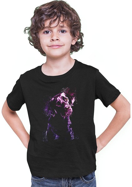 Mor Köpek Siyah Unisex Çocuk Tişört T-Shirt modelleri