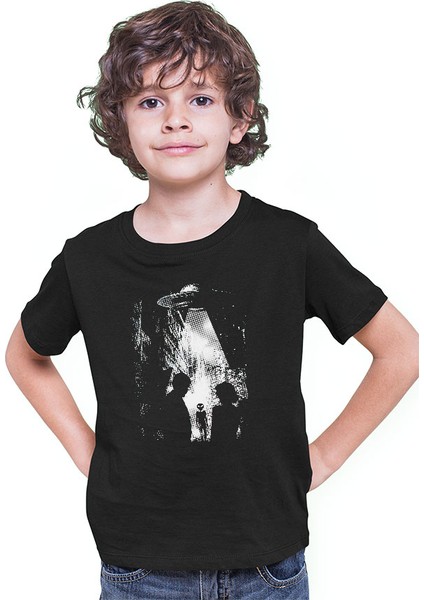 Ufo Siyah Unisex Çocuk Tişört T-Shirt modelleri
