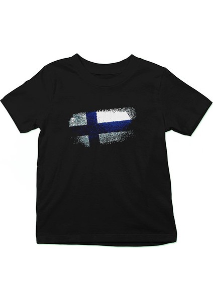 Finlandiya - Finland Siyah Unisex Çocuk Tişört T-Shirt