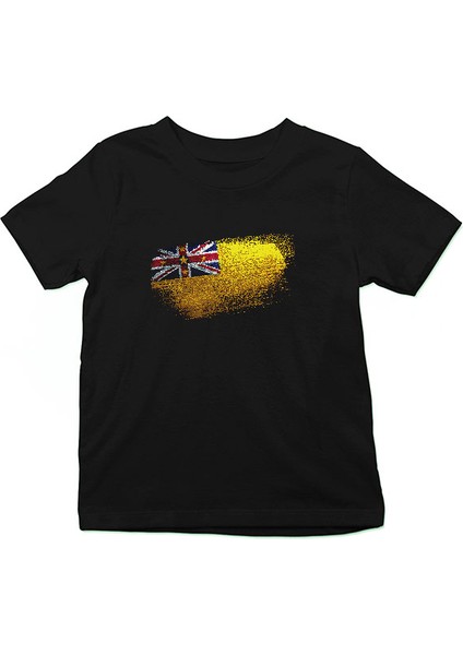Niue Siyah Unisex Çocuk Tişört T-Shirt