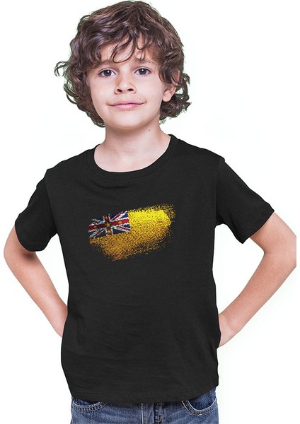 Niue Siyah Unisex Çocuk Tişört T-Shirt modelleri