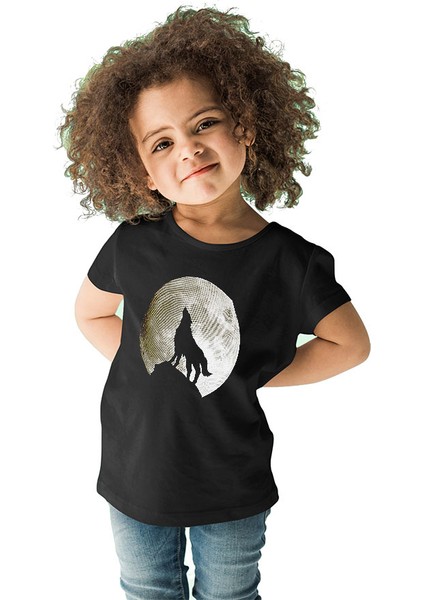 Uluyan Kurt Siyah Unisex Çocuk Tişört T-Shirt fiyatları