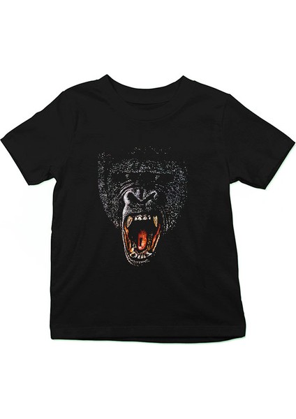 Bağıran Goril Siyah Unisex Çocuk Tişört T-Shirt