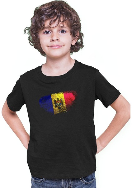 Moldova Siyah Unisex Çocuk Tişört T-Shirt fiyatları