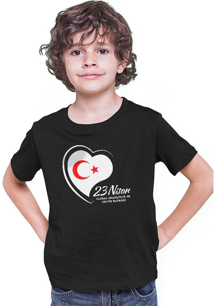 23 Nisan Ulusal Egemenlik ve Çocuk Bayramı Siyah Unisex Çocuk Tişört T-Shirt modelleri