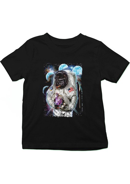 Astronot Goril Siyah Unisex Çocuk Tişört T-Shirt fiyatları