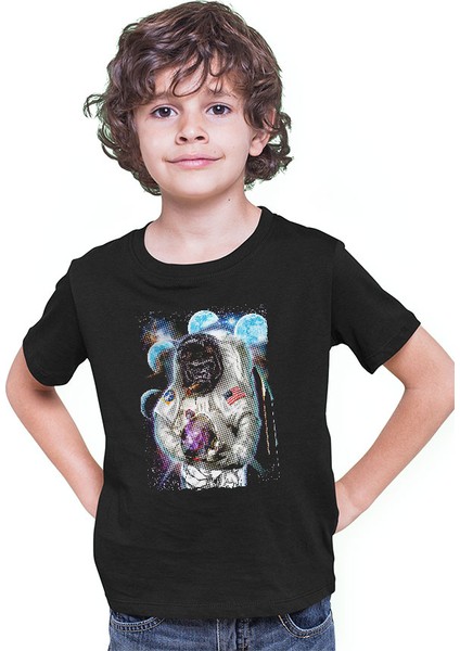 Astronot Goril Siyah Unisex Çocuk Tişört T-Shirt modelleri