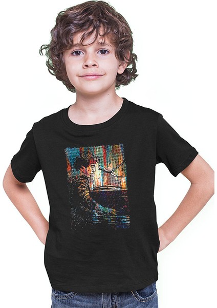 Piyanist Siyah Unisex Çocuk Tişört T-Shirt modelleri