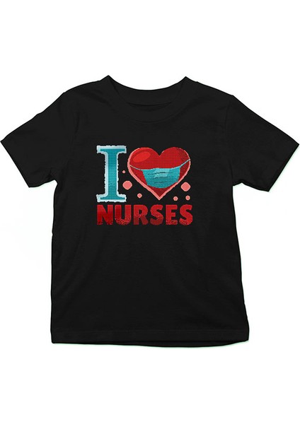 Tıp Bayramı Hemşire Siyah Unisex Çocuk Tişört T-Shirt fiyatları