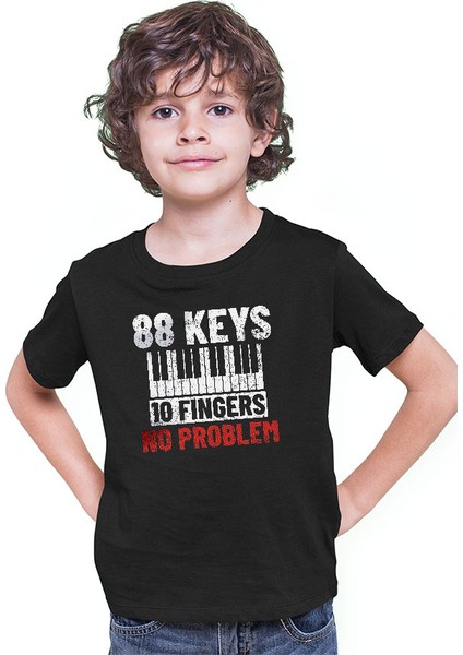 Piyanist Siyah Unisex Çocuk Tişört T-Shirt modelleri