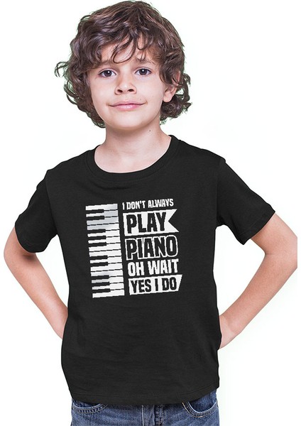 Piyanist Siyah Unisex Çocuk Tişört T-Shirt modelleri