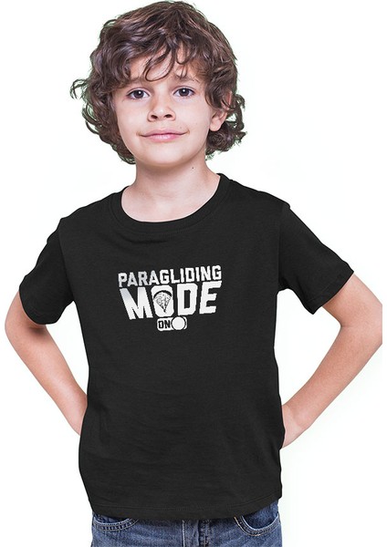 Yamaç Paraşütü - Paragliding Siyah Unisex Çocuk Tişört T-Shirt modelleri