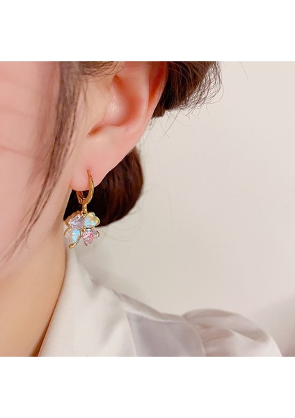 Zirkon Degrade Renkli Yonca Çiçek Küpe, Şık ve Çok Yönlü (Yurt Dışından) modelleri