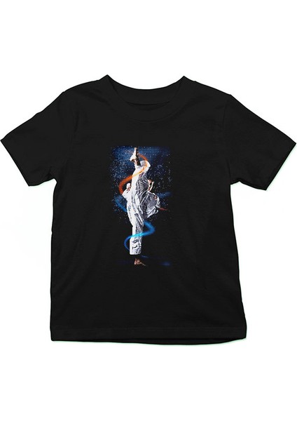 Taekwondo Siyah Unisex Çocuk Tişört T-Shirt