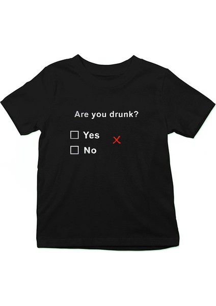 Esprili Sarhoş Siyah Unisex Çocuk Tişört T-Shirt fiyatları