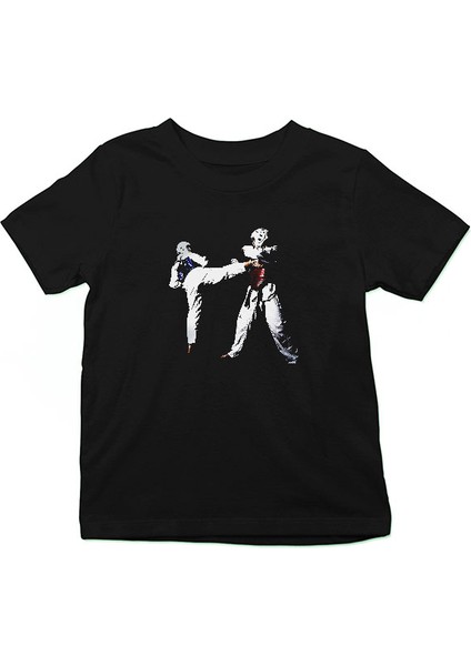 Taekwondo Siyah Unisex Çocuk Tişört T-Shirt fiyatları