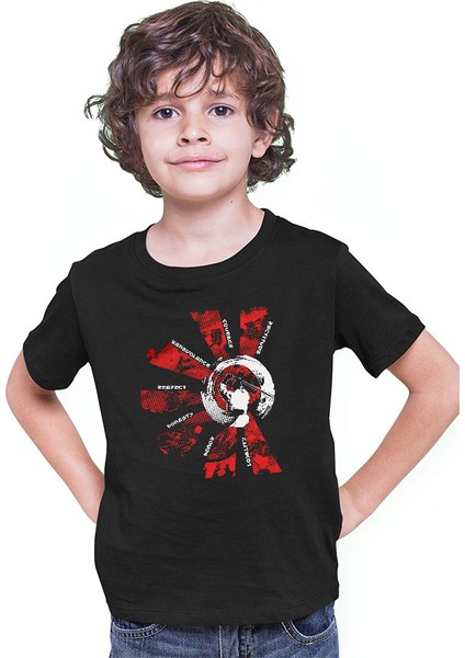 Aikido Siyah Unisex Çocuk Tişört T-Shirt modelleri