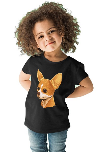 Chihuahua Çivava Siyah Unisex Çocuk Tişört T-Shirt