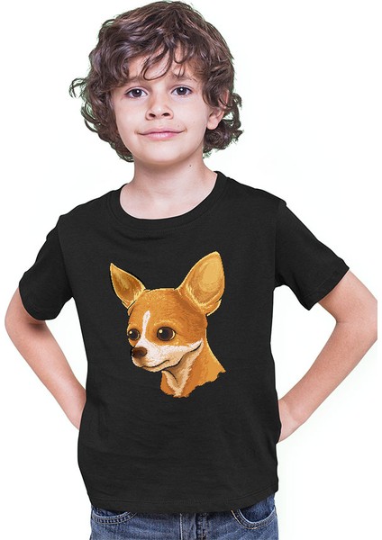 Chihuahua Çivava Siyah Unisex Çocuk Tişört T-Shirt
