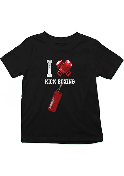 Kick Boks Siyah Unisex Çocuk Tişört T-Shirt