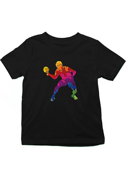 Masa Tenisi - Ping Pong Siyah Unisex Çocuk Tişört T-Shirt