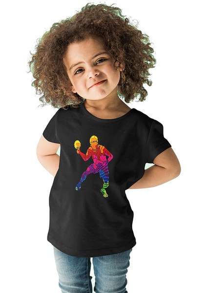 Masa Tenisi - Ping Pong Siyah Unisex Çocuk Tişört T-Shirt