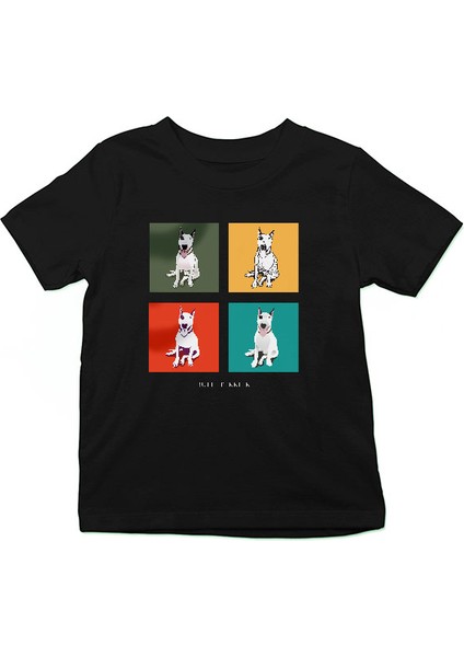 Pop Art Bull Teriyer Siyah Unisex Çocuk Tişört T-Shirt fiyatları