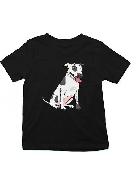 Sevimli Bull Teriyer - Bull Terrier Siyah Unisex Çocuk Tişört T-Shirt