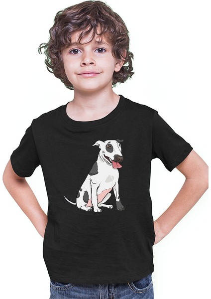 Sevimli Bull Teriyer - Bull Terrier Siyah Unisex Çocuk Tişört T-Shirt modelleri
