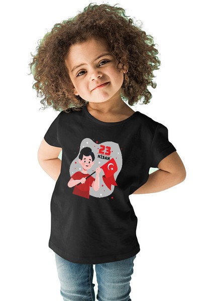 23 Nisan Ulusal Egemenlik ve Çocuk Bayramı Siyah Unisex Çocuk Tişört T-Shirt fiyatları