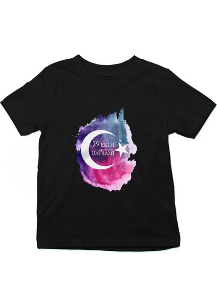 29 Ekim Cumhuriyet Bayramı Siyah Unisex Çocuk Tişört T-Shirt