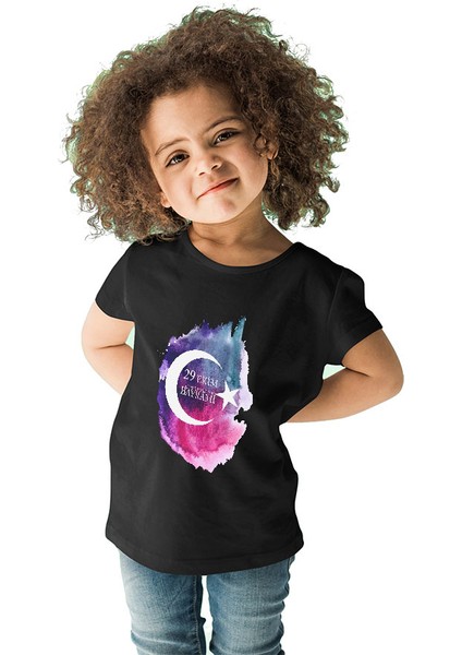 29 Ekim Cumhuriyet Bayramı Siyah Unisex Çocuk Tişört T-Shirt fiyatları