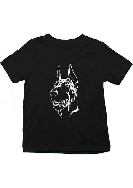 Sadık Dost Doberman Siyah Unisex Çocuk Tişört T-Shirt