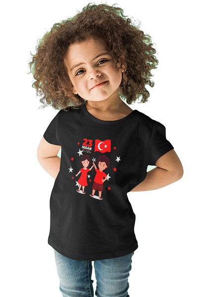 23 Nisan Ulusal Egemenlik ve Çocuk Bayramı Siyah Unisex Çocuk Tişört T-Shirt fiyatları