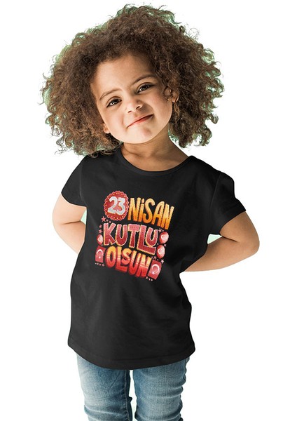 23 Nisan Ulusal Egemenlik ve Çocuk Bayramı Siyah Unisex Çocuk Tişört T-Shirt fiyatları