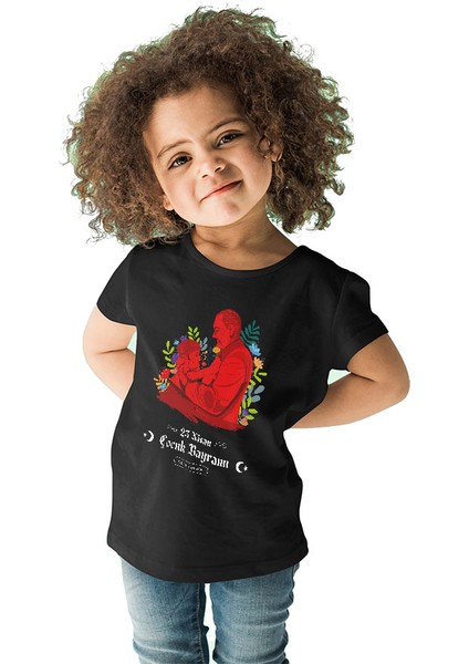 23 Nisan Ulusal Egemenlik ve Çocuk Bayramı Siyah Unisex Çocuk Tişört T-Shirt fiyatları