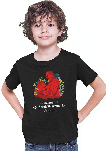 23 Nisan Ulusal Egemenlik ve Çocuk Bayramı Siyah Unisex Çocuk Tişört T-Shirt modelleri