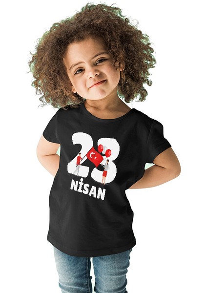 23 Nisan Ulusal Egemenlik ve Çocuk Bayramı Siyah Unisex Çocuk Tişört T-Shirt fiyatları