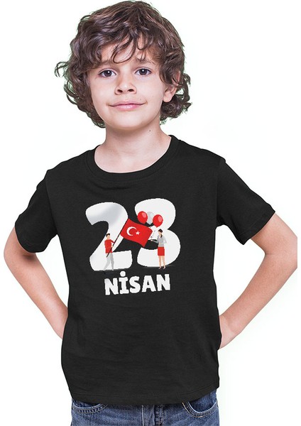 23 Nisan Ulusal Egemenlik ve Çocuk Bayramı Siyah Unisex Çocuk Tişört T-Shirt modelleri