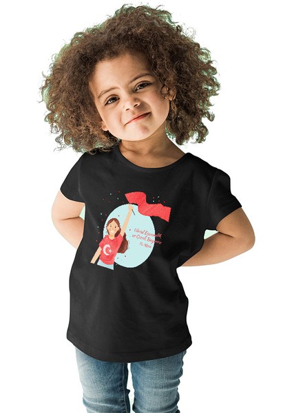 23 Nisan Ulusal Egemenlik ve Çocuk Bayramı Siyah Unisex Çocuk Tişört T-Shirt fiyatları