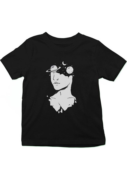 Zihin ve Uzay Siyah Unisex Çocuk Tişört T-Shirt