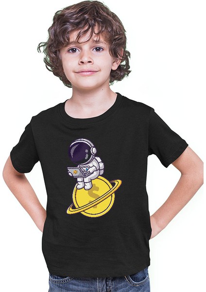 Kripto Astronot Siyah Unisex Çocuk Tişört T-Shirt modelleri