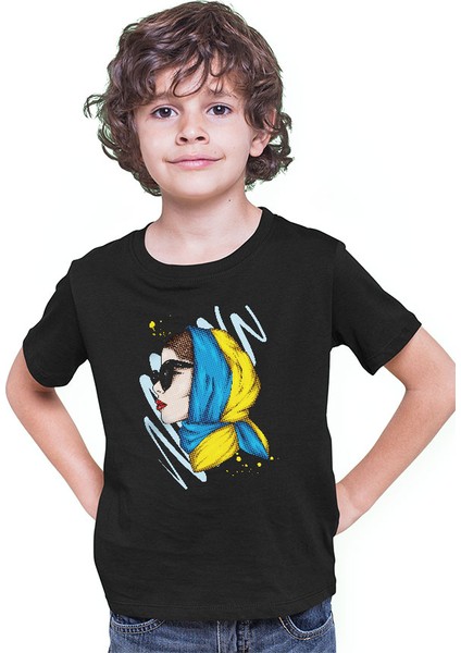 Ukrayna Tarzı Siyah Unisex Çocuk Tişört T-Shirt fiyatları