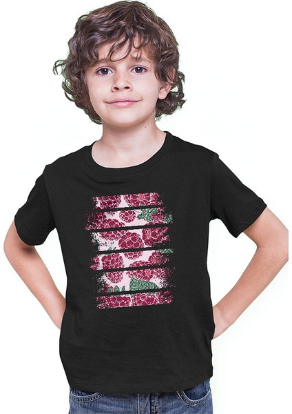 Ahududu Siyah Unisex Çocuk Tişört T-Shirt modelleri